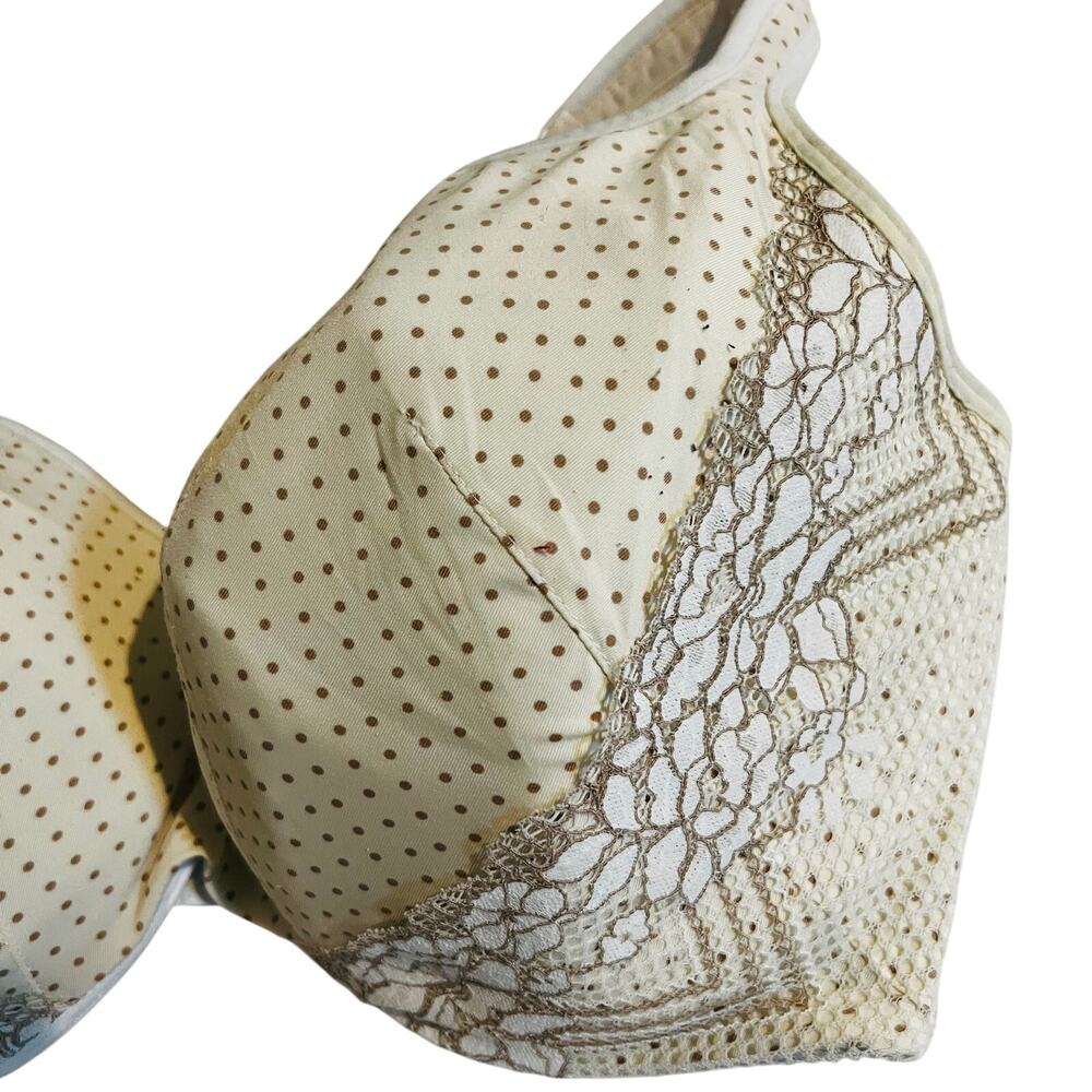 Cacique Polka Dot Demi Bra Size 42H Cream - Picture 3 of 5